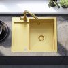 REA - Ocelový dřez Paul BRUSH GOLD s kuchyňskou baterií KPL-96010