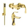MEXEN/S - Estrella R02 Set umyvadlové a vanové baterie s příslušenstvím, zlatá 72303R02-50
