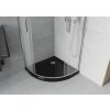 MEXEN/S - Rio čtvrtkruhový sprchový kout 80 x 80, mráz, chrom + vanička se sifonem Flat, černý 863-080-080-01-30-4170