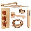 MEXEN/S - Cube DR02 podomítkový vanový SET s vytokovou hubicí + slim sprcha 25 cm, růžové zlato 77503DR0225-60  DOPRAVA ZDARMA
