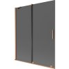 MEXEN/S - Velar dvoukřídlá posuvná vanová zástěna 140 x 150, grafit, měď kartáčovaná 896-140-000-41-65