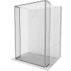 MEXEN/S - Kioto Sprchová zástěna WALK-IN volněstojící 100 x 30 x 30, černý vzor, chrom 800-100-030-222-01-70-030