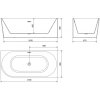 MEXEN/S - Mia volně stojící rohová vana prawa 170 x 80, bílá/černá, sifon a přepad černá 52691708075P-70