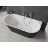 MEXEN/S - Oval vana volně stojící nástěnná 180 x 80, bílá/černá, sifon a přepad nikl kartáčovaná 52671808075-97