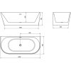MEXEN/S - Oval vana volně stojící nástěnná 180 x 80, bílá/černá, sifon a přepad nikl kartáčovaná 52671808075-97