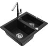 MEXEN/S - Carlos granitový dřez 1.5 včetně baterie Flora, černá 6518-77-670401-00