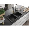 MEXEN/S - Tomas granitový dřez 2-bowl včetně baterie Aster, černá/stříbrná metalik 6516-73-73450-57-B