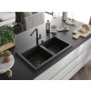 MEXEN/S - Hektor granitový dřez 2-bowl 800 x 480 mm, černá/zlatá metalik, černý sifon 6521802000-75-B  + slevový kód