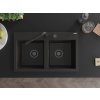 MEXEN/S - Hektor granitový dřez 2-bowl 800 x 480 mm, černá/zlatá metalik, černý sifon 6521802000-75-B  + slevový kód