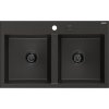 MEXEN/S - Hektor granitový dřez 2-bowl 800 x 480 mm, černá/zlatá metalik, černý sifon 6521802000-75-B  + slevový kód