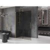 MEXEN/S - Velar Sprchová zástěna posuvná Walk-in 150 x 200, grafit 8 mm, zlato kartáčovaná 871-150-000-43-55