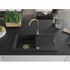 MEXEN/S - Pablo granitový dřez 1-miska s odkapávačem 752 x 436 mm, černá/stříbrná met 6510751010-73-G