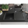 MEXEN/S - Leo granitový dřez 1 s odkapávačem včetně baterie Flora, černá/stříbrná metalik 6501-73-670401-07-B