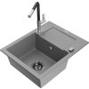 MEXEN/S - Enzo granitový dřez 1-miska s odkapávačem včetně baterie Flora, šedá 6506-71-670401-07-B  + slevový kód