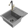MEXEN/S - Enzo granitový dřez 1-miska s odkapávačem včetně baterie Flora, šedá 6506-71-670401-57-B  + slevový kód