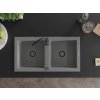 MEXEN/S - Mario granitový dřez 2-bowl 820 x 436 mm, šedá, + černý sifon 6504822000-71-B