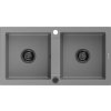 MEXEN/S - Mario granitový dřez 2-bowl 820 x 436 mm, šedá, + černý sifon 6504822000-71-B