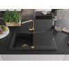 MEXEN/S - Cesar granitový dřez 1-miska s odkapávačem včetně baterie Rita, černý 6514-77-670300-50  + slevový kód