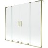 MEXEN/S - Velar L Duo dvoukřídlá posuvná vanová zástěna 200 x 150, transparent, zlatá 896-200-003-02-50