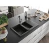 MEXEN/S - Gaspar granitový dřez 1.5 s odkapávačem včetně baterie Flora, černá/zlatá 6507-75-670401-07-B