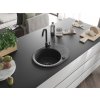 MEXEN/S - Kevin granitový dřez 1 s odkapávačem 586 x 458 mm, černá kropenatá, + černý sifon 6517581005-76-B