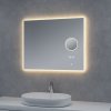 LED zrcadlo TIME SPIRAL 80x65 cm, hodiny, kosmetické zrcátko, nastavitelné osvětlení, systém proti zamlžování