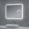 LED zrcadlo TIME SPIRAL 80x65 cm, hodiny, kosmetické zrcátko, nastavitelné osvětlení, systém proti zamlžování