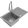 MEXEN/S - Pablo granitový dřez 1 s odkapávačem včetně baterie Elia, šedá 6510-71-670101-00