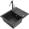 MEXEN/S - Enzo granitový dřez 1-miska s odkapávačem včetně baterie Flora, černá kropenatá 6506-76-670401-07-B  + slevový kód