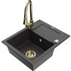MEXEN/S - Enzo granitový dřez 1 s odkapávačem včetně Elia, černá kropenatá 6506-76-670101-50