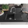 MEXEN/S - Pablo granitový dřez 1 s odkapávačem včetně baterie Elia, černá/stříbrná metalik 6510-73-670101-00