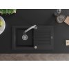 MEXEN/S - Pablo granitový dřez 1 s odkapávačem včetně baterie Elia, černá/stříbrná metalik 6510-73-670101-00