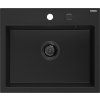 MEXEN/S - Oscar granitový dřez 580 x 490 mm, černá, černý sifon 6519581000-77-B