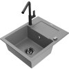 MEXEN/S - Enzo granitový dřez 1-miska s odkapávačem včetně baterie Flora, šedá 6506-71-670401-70-B  + slevový kód