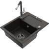 MEXEN/S - Enzo granitový dřez 1-miska s odkapávačem včetně baterie Flora, černá/zlatá metalik 6506-75-670401-07-B  + slevový kód