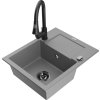 MEXEN/S - Enzo granitový dřez 1 s odkapávačem včetně Elia, šedá 6506-71-670101-70-B