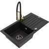 MEXEN/S - Pablo granitový dřez 1 s odkapávačem včetně baterie Aster, černá  6510-77-73450-57-B