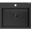 MEXEN/S - Oscar granitový dřez 580 x 490 mm, černá/stříbrná metalik, černý sifon 6519581000-73-B