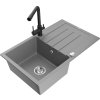 MEXEN/S - Bruno granitový dřez s odkapávačem včetně baterie Duero, šedá 6513-71-671600-70