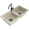 MEXEN/S - Mario granitový dřez 2-bowl včetně baterie Carla, béžová 6504-69-670700-70  + slevový kód