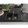 MEXEN/S - Gaspar granitový dřez 1.5 s odkapávačem včetně baterie Aster, černá/stříbrná 6507-73-73450-57-G