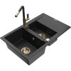 MEXEN/S - Gaspar granitový dřez 1.5 s odkapávačem včetně baterie Flora, černá/stříbrná 6507-73-670401-57-G  + slevový kód