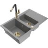 MEXEN/S - Gaspar granitový dřez 1.5 s odkapávačem včetně baterie Flora, šedá 6507-71-670401-57-G  + slevový kód