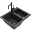 MEXEN/S - Carlos granitový dřez 1.5 včetně baterie Carla, černá kropenatá 6518-76-670700-70-B