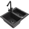 MEXEN/S - Carlos granitový dřez 1.5 včetně baterie Duero, černá kropenatá 6518-76-671600-70-B