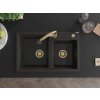 MEXEN/S - Tomas granitový dřez 2-bowl včetně baterie Elia, černá/zlatá metalik 6516-75-670101-50  + slevový kód