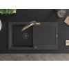 MEXEN/S - Leo granitový dřez 1-miska s odkapávačem včetně baterie Duo, černá kropenatá 6501-76-671701-57-B  + slevový kód