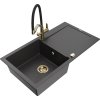 MEXEN/S - Leo granitový dřez 1-miska s odkapávačem včetně baterie Duo, černá kropenatá 6501-76-671701-57-G  + slevový kód