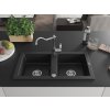 MEXEN/S - Mario granitový dřez 2-bowl včetně baterie Carla, černá 6504-77-670700-00