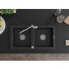 MEXEN/S - Mario granitový dřez 2-bowl včetně baterie Carla, černá 6504-77-670700-00